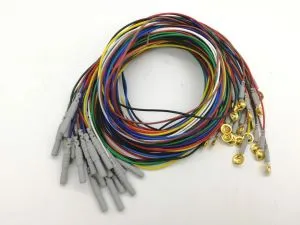 Điện cực mạ vàng Eeg Cup, cáp EEG đầy màu sắc, ổ cắm DIN1.5